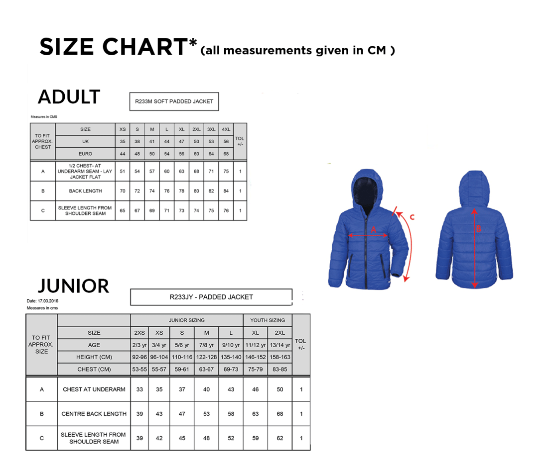 Finchfield Hockey Club Men's Supersoft Jacket - Size Guide